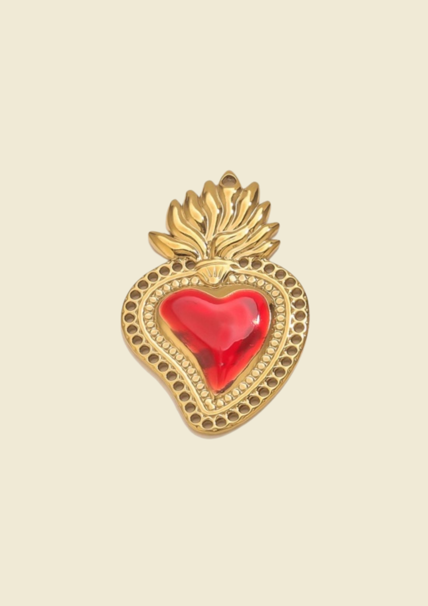 Charms coeur couronné rouge