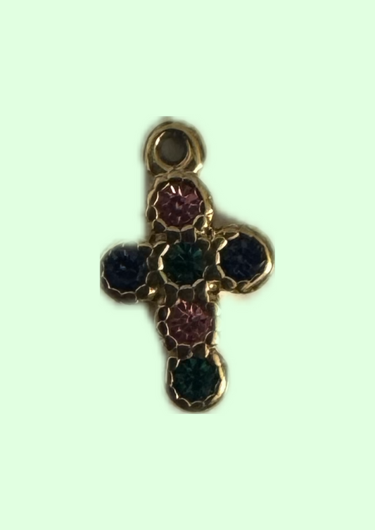 Charms croix à strass multicolore