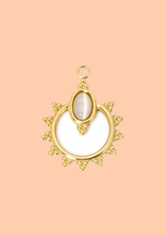 Charms soleil œil de chat blanc