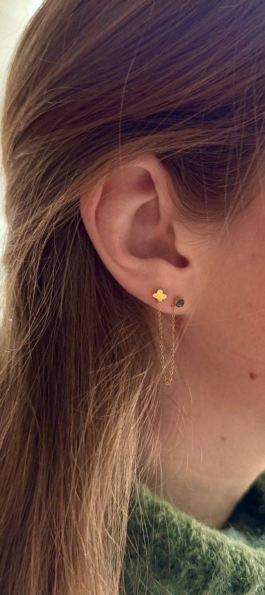 Mono boucle trèfle verte